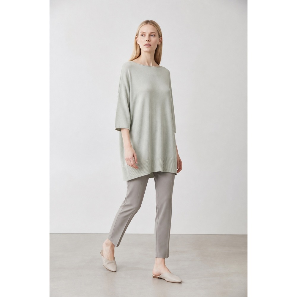 Lafayette 148 New York 100% Cashmere Oversized Tunic Sweater Sage Green XL